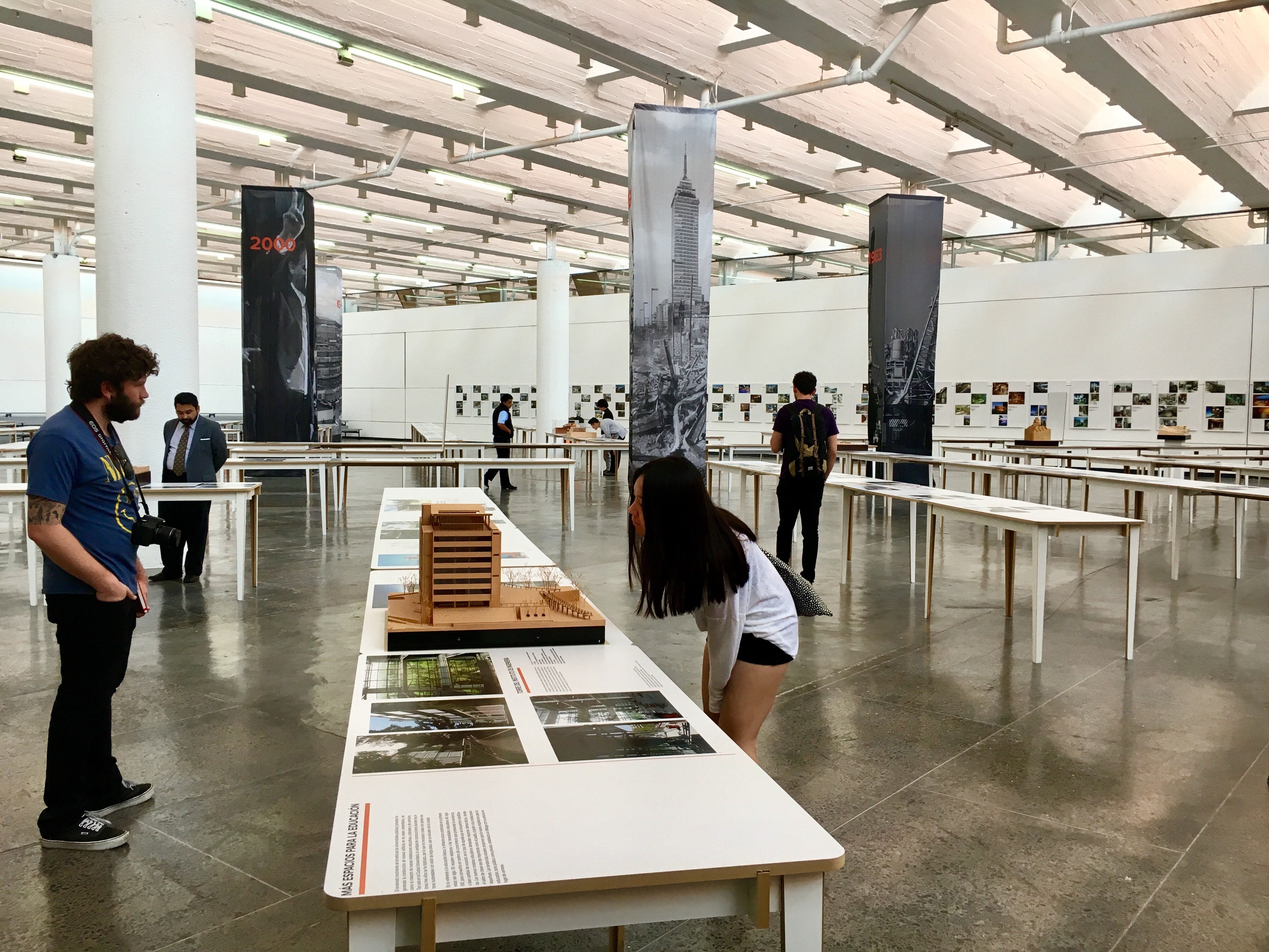 students at the exhibition visit