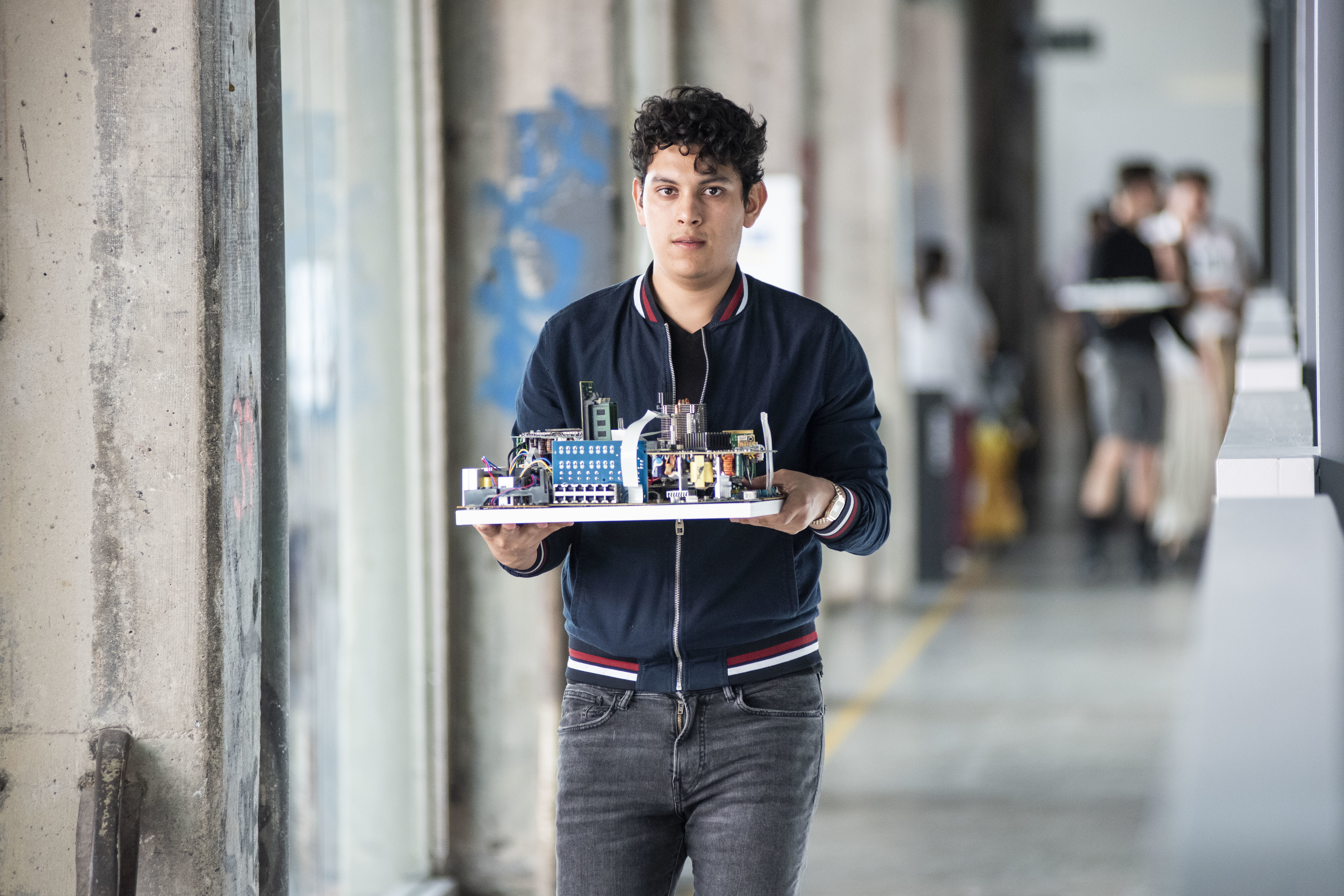 A sciarc student portrait with his thesis miniature