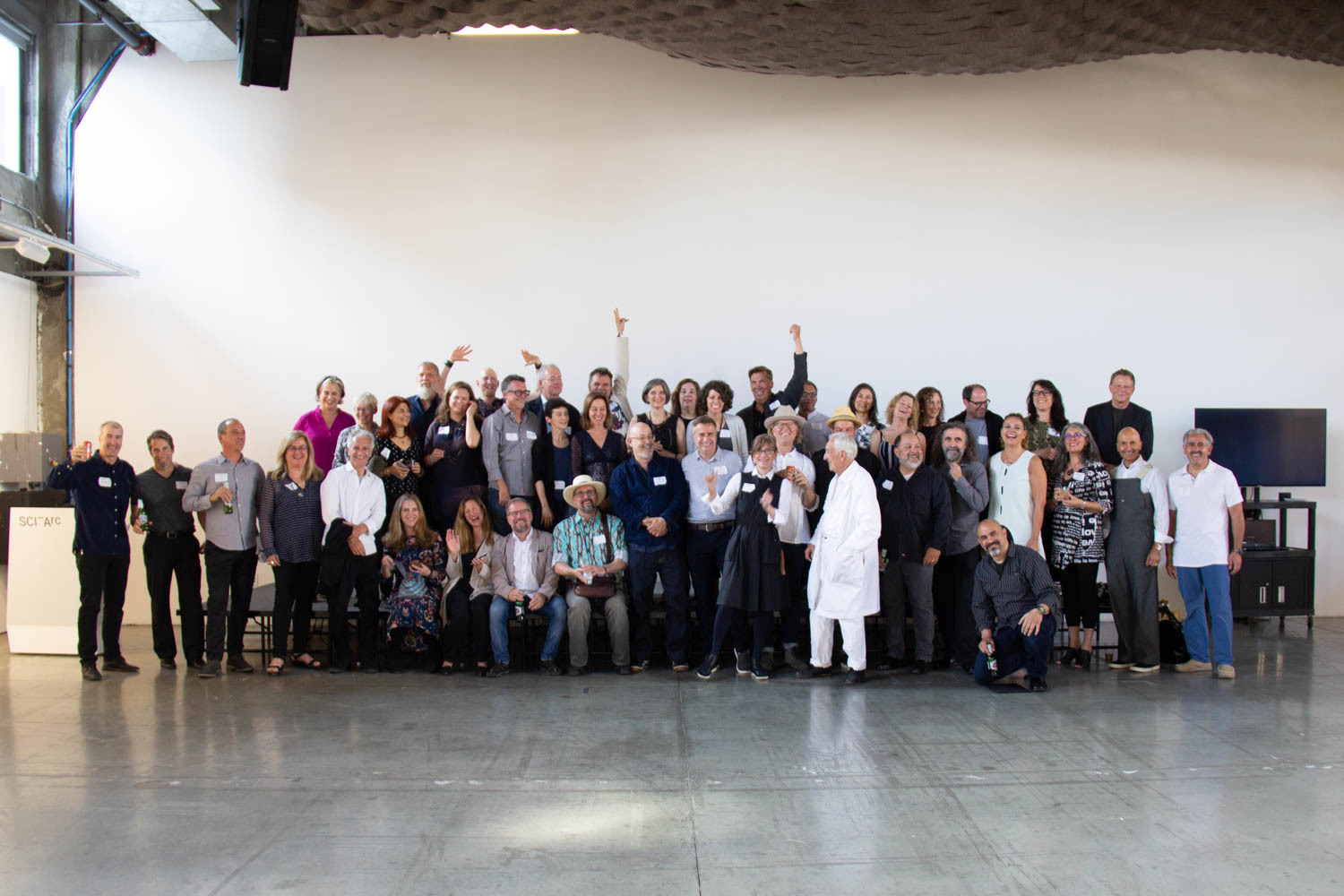 alumni class meet up on keck hall stage