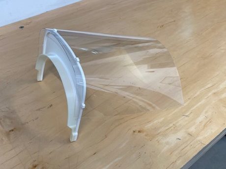 Prototype of face shield now in production by SCI-Arc's Fabrication Shop