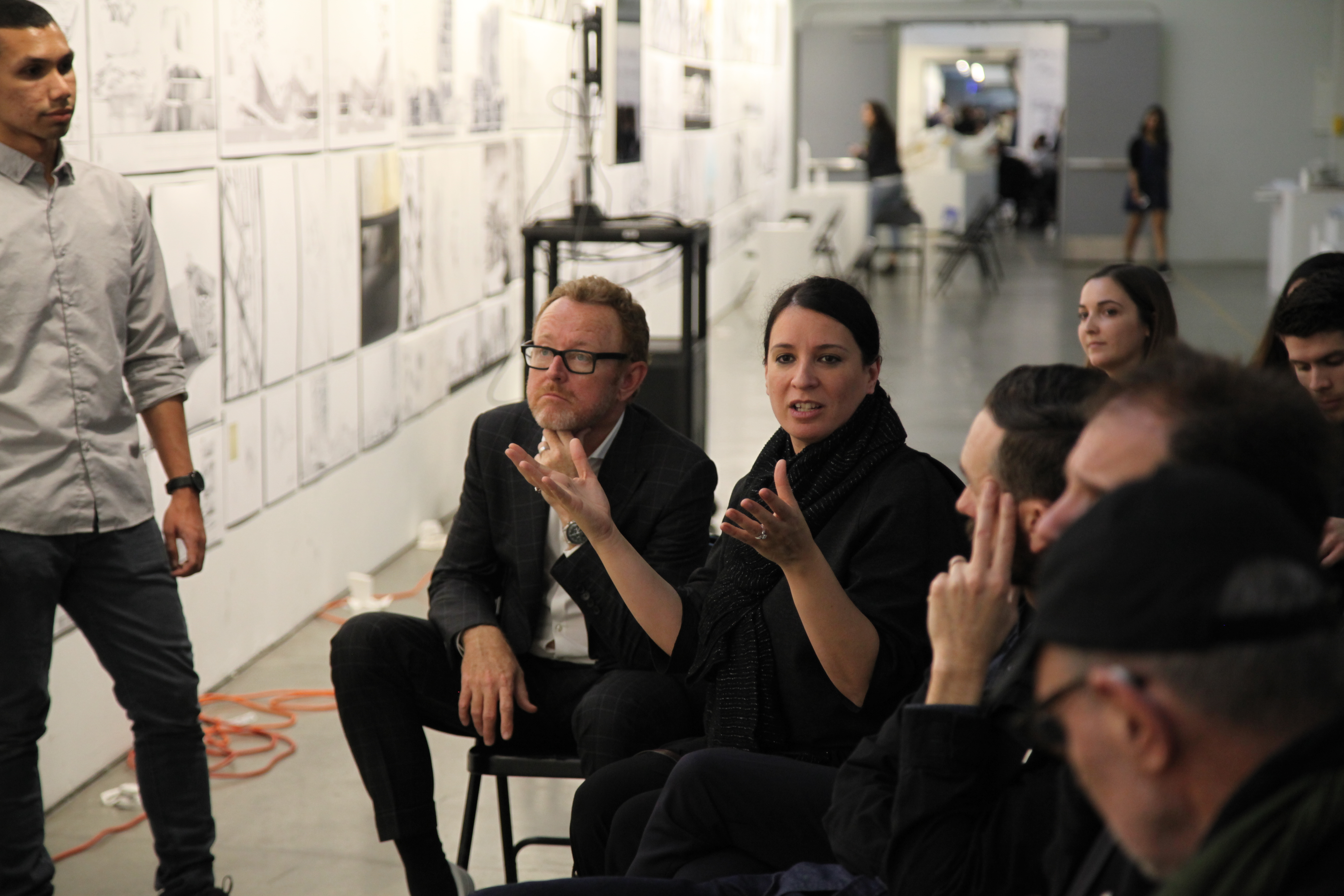 SCI-Arc faculties discussing over thesis presentations