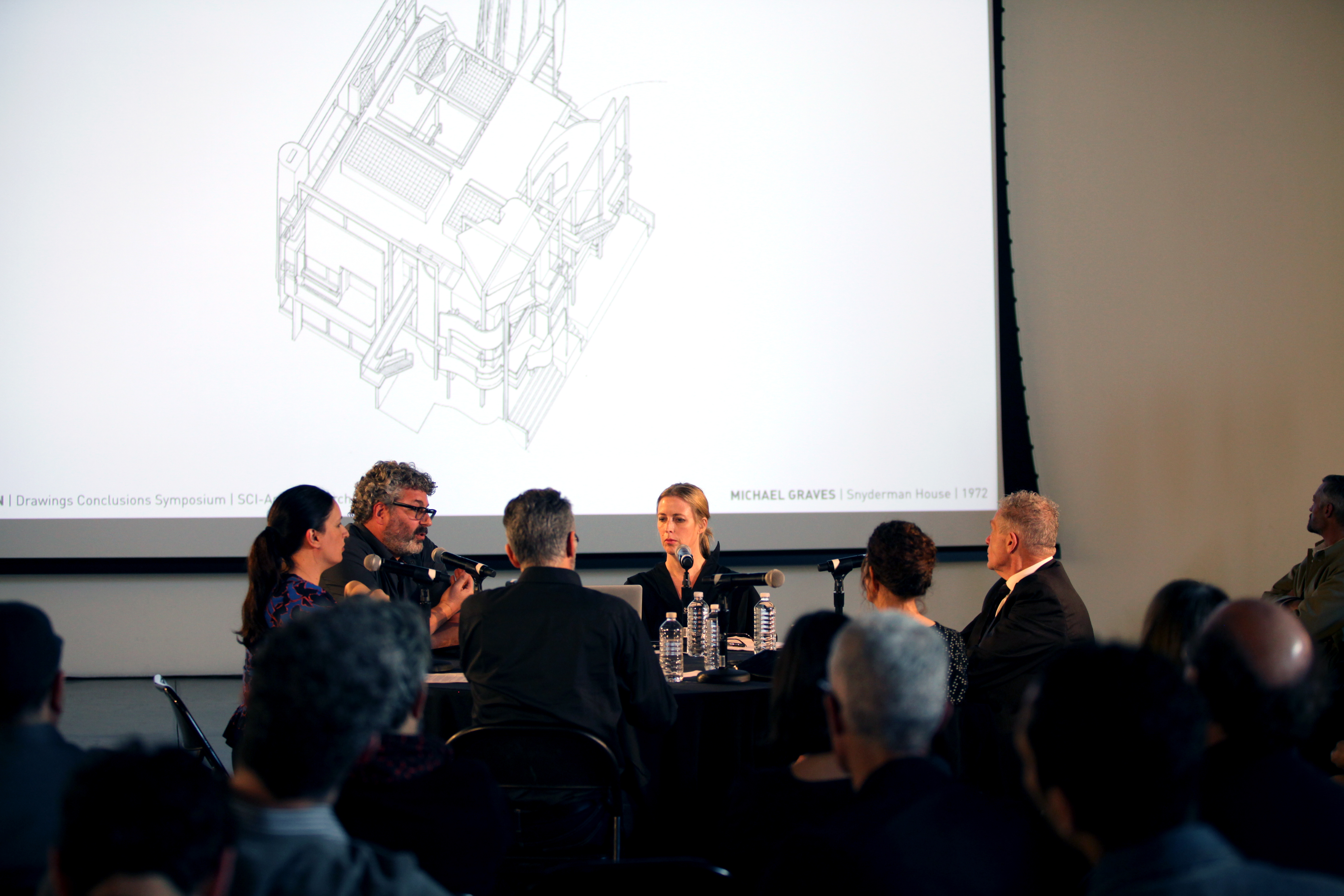 SCI-Arc faculties discussing with symposium guests