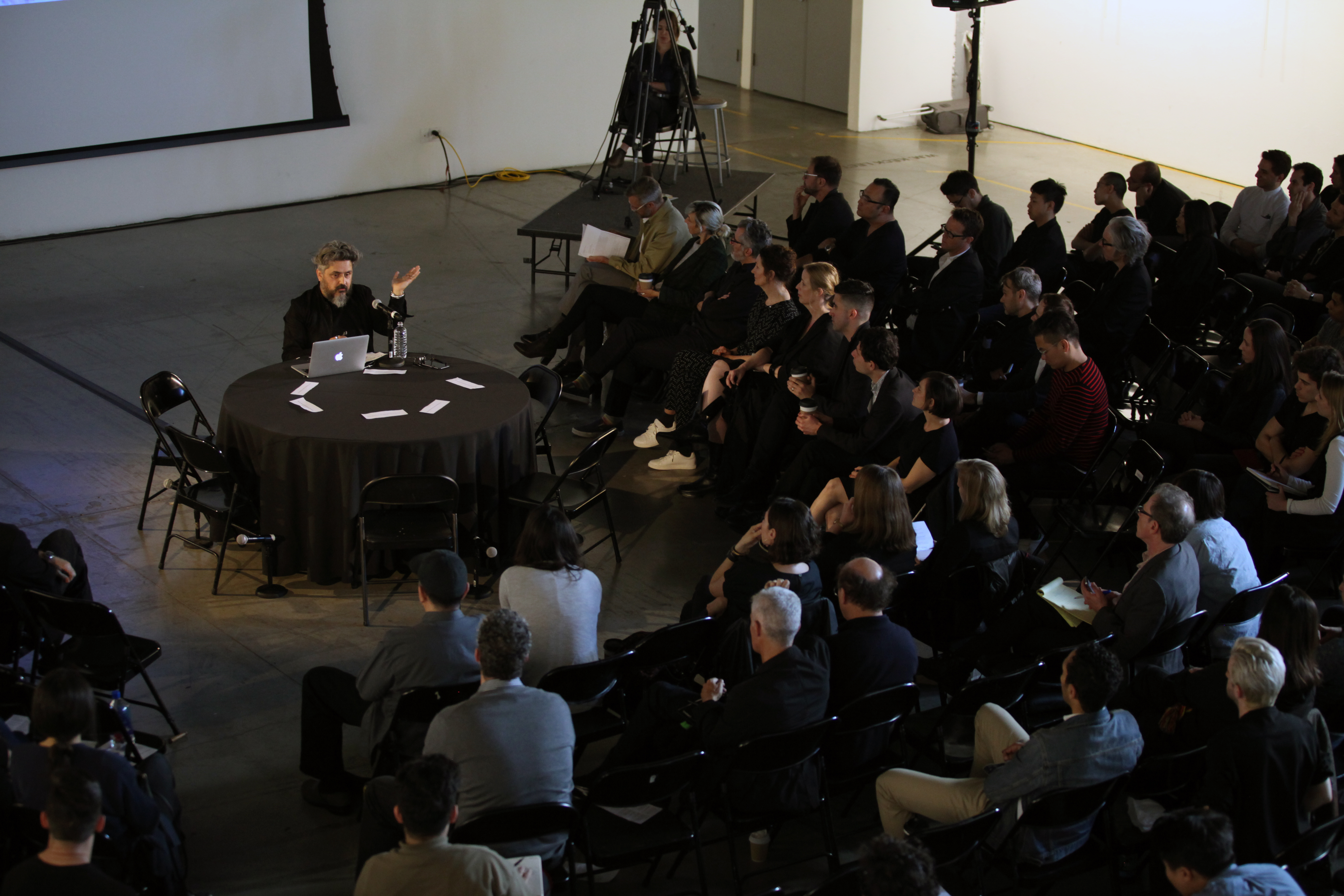 SCI-Arc faculty Hernan Diaz Alonso presenting a lecture