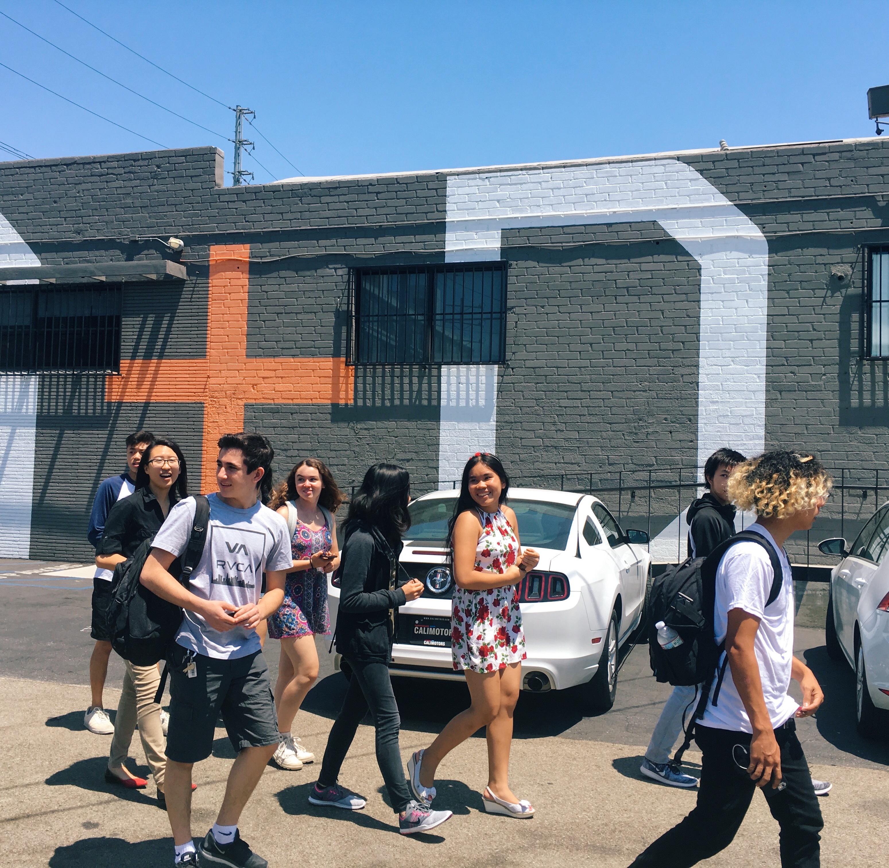 students walking in arts district