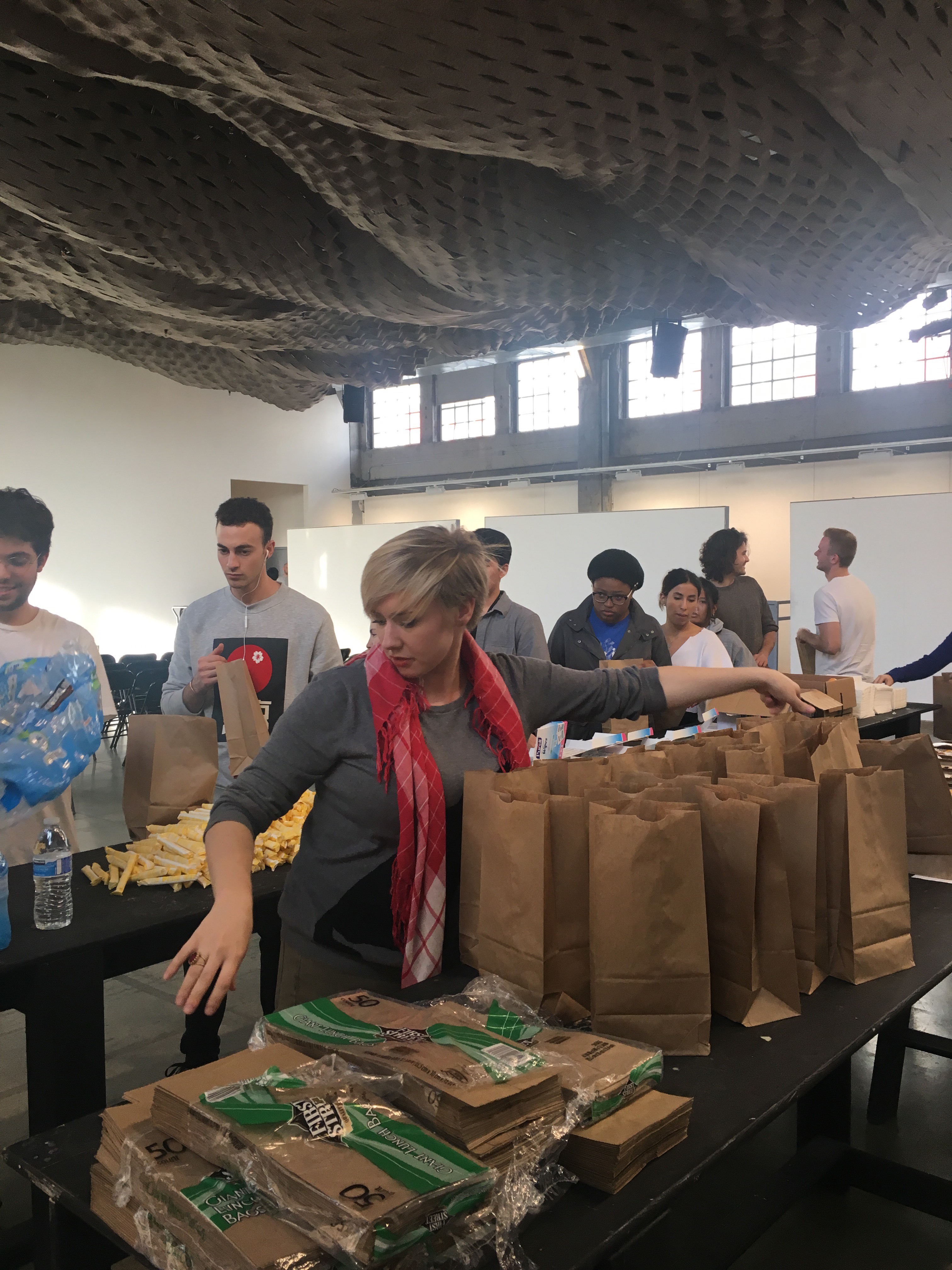 SCI-Arc students preparing care packages