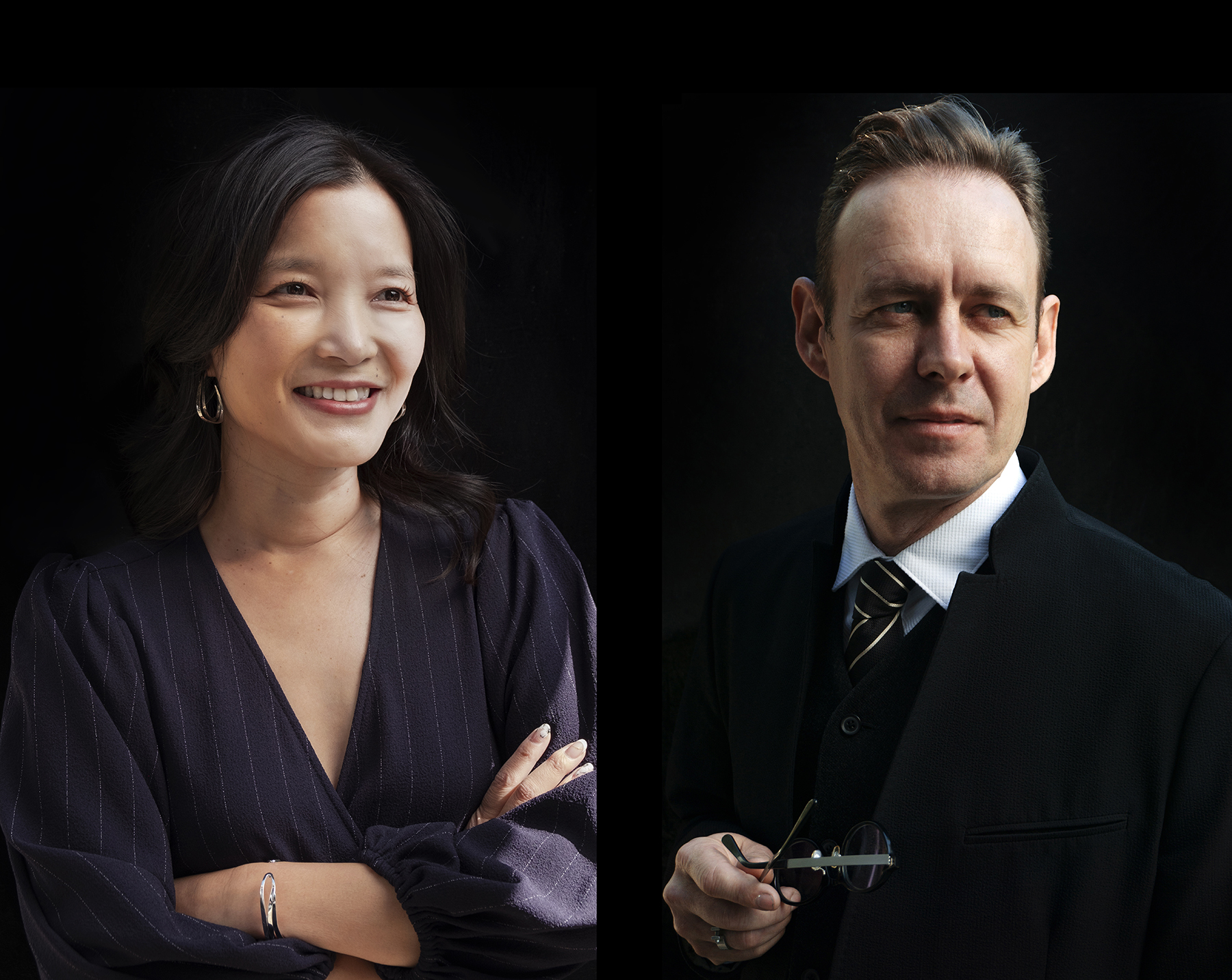 Jenny Wu and Dwayne Oyler photograph portrait with black background