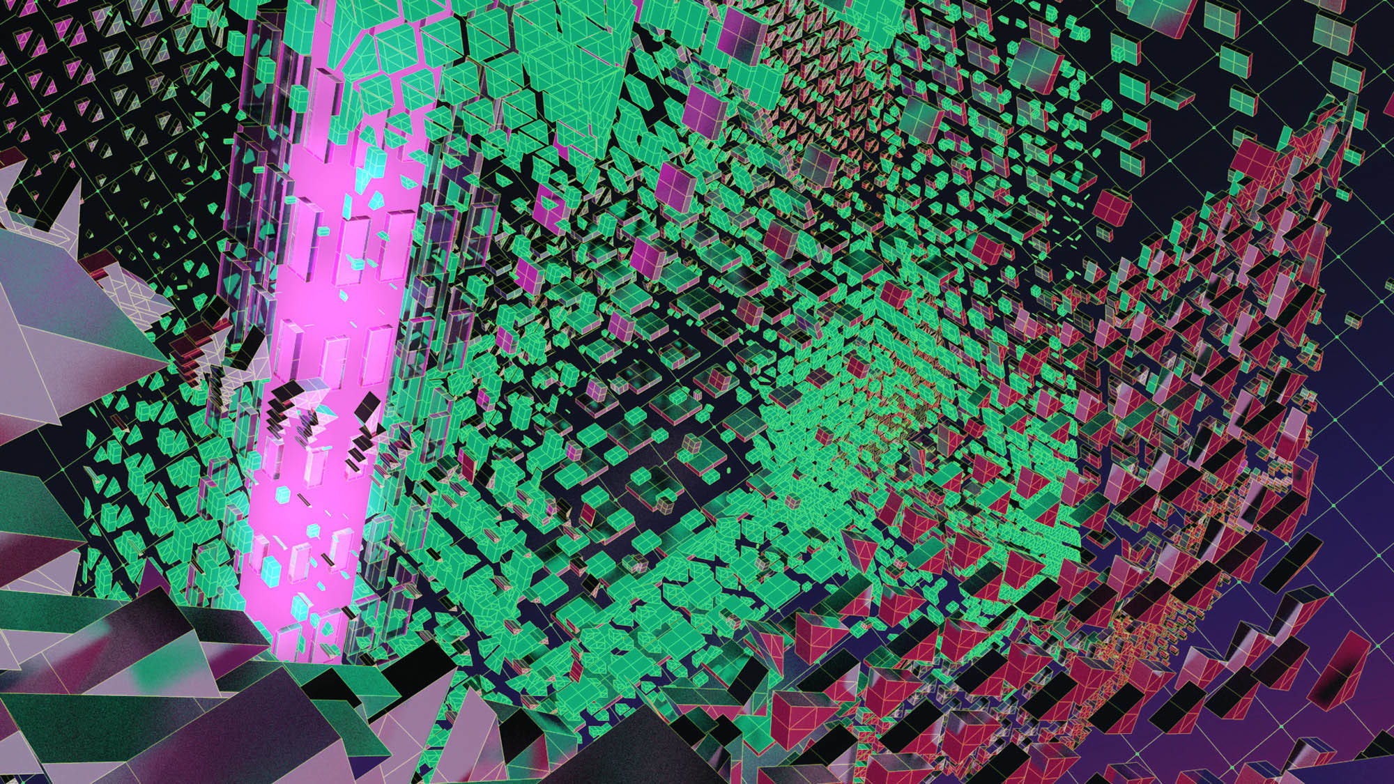 computer generated render green pinkfrom making+meaning summer program continuing education rendering drawing