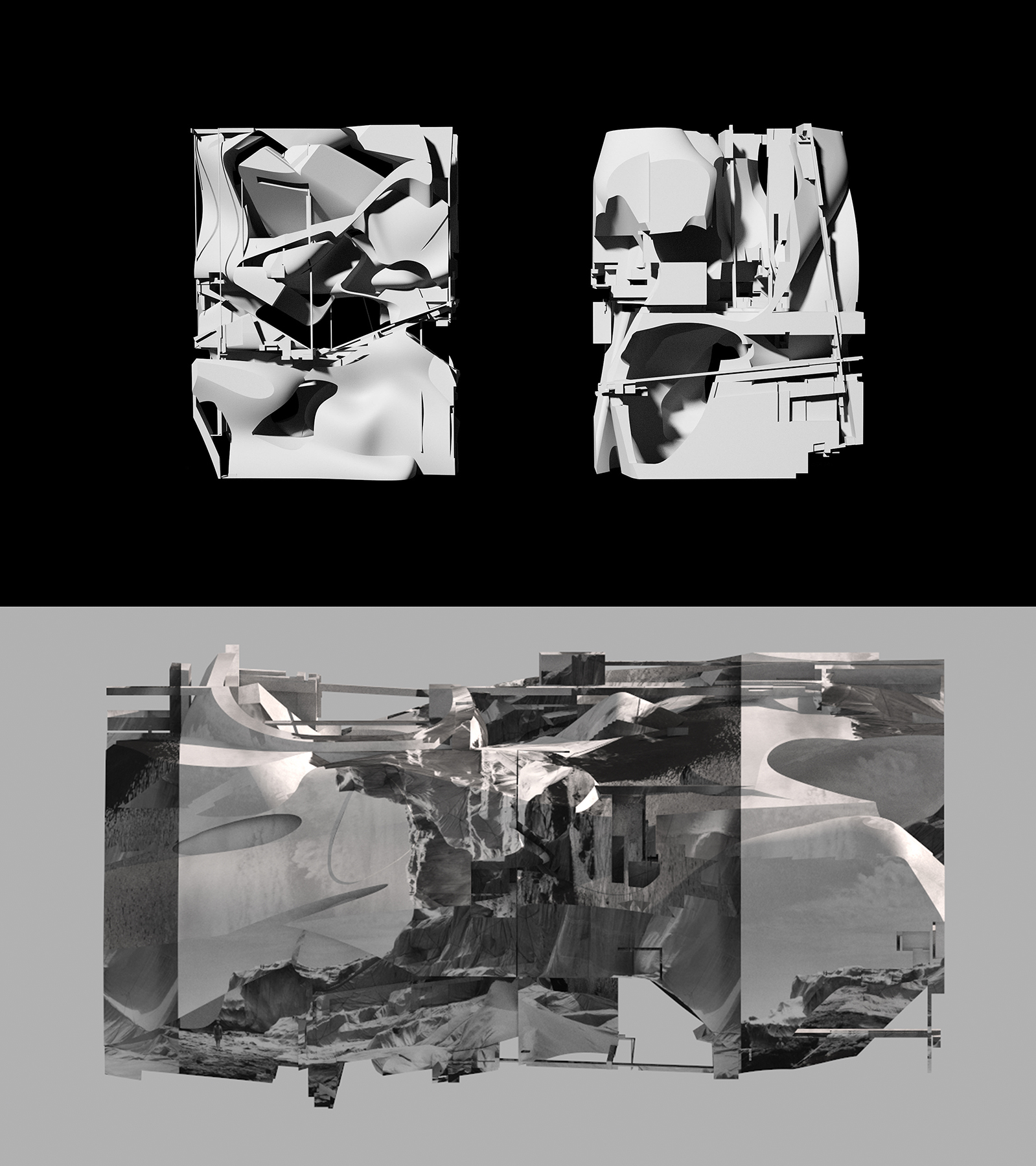 digital object elevations and collage rendering