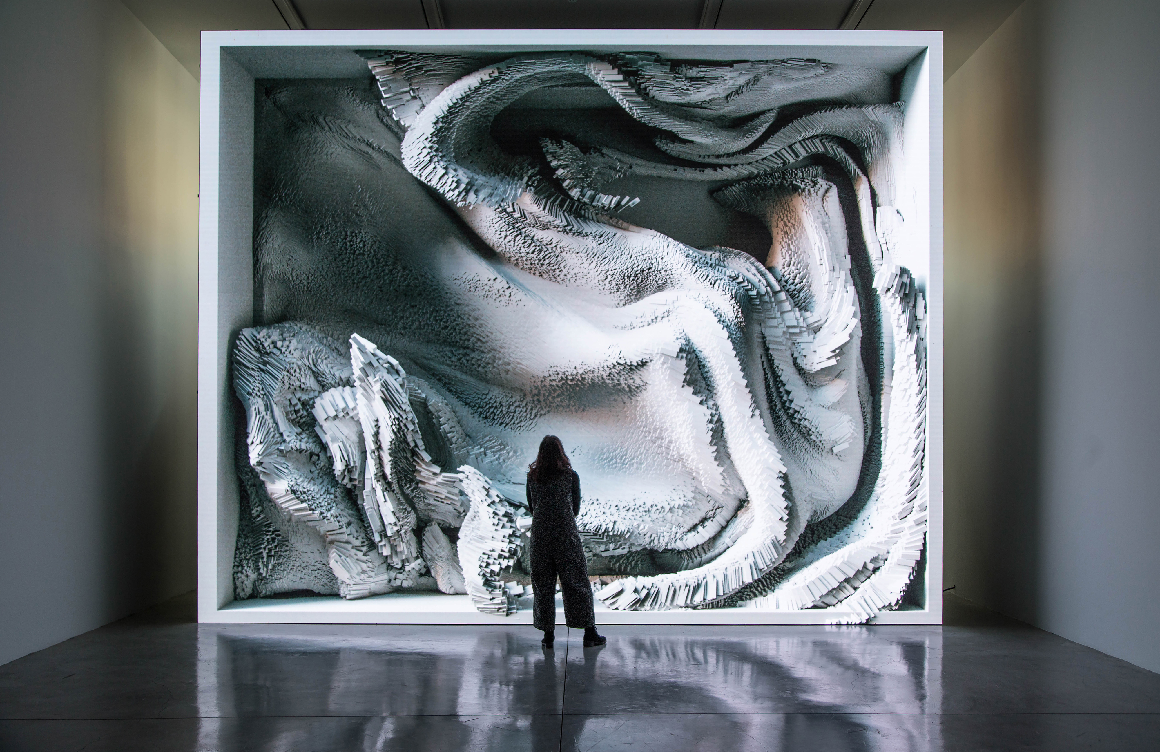 3d installation of flow and figure