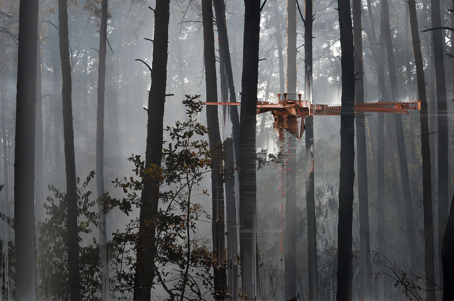 Jennifer chen no evil exhibit exhibition forest digital rendering creature Reforestation Aerial Seed Dispersal Drone