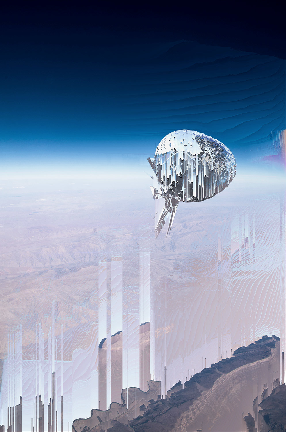 Jennifer chen no evil exhibit exhibition balloon digital rendering sky space