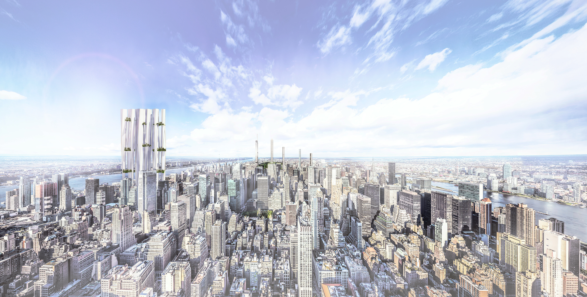 cityscape render sky buildings