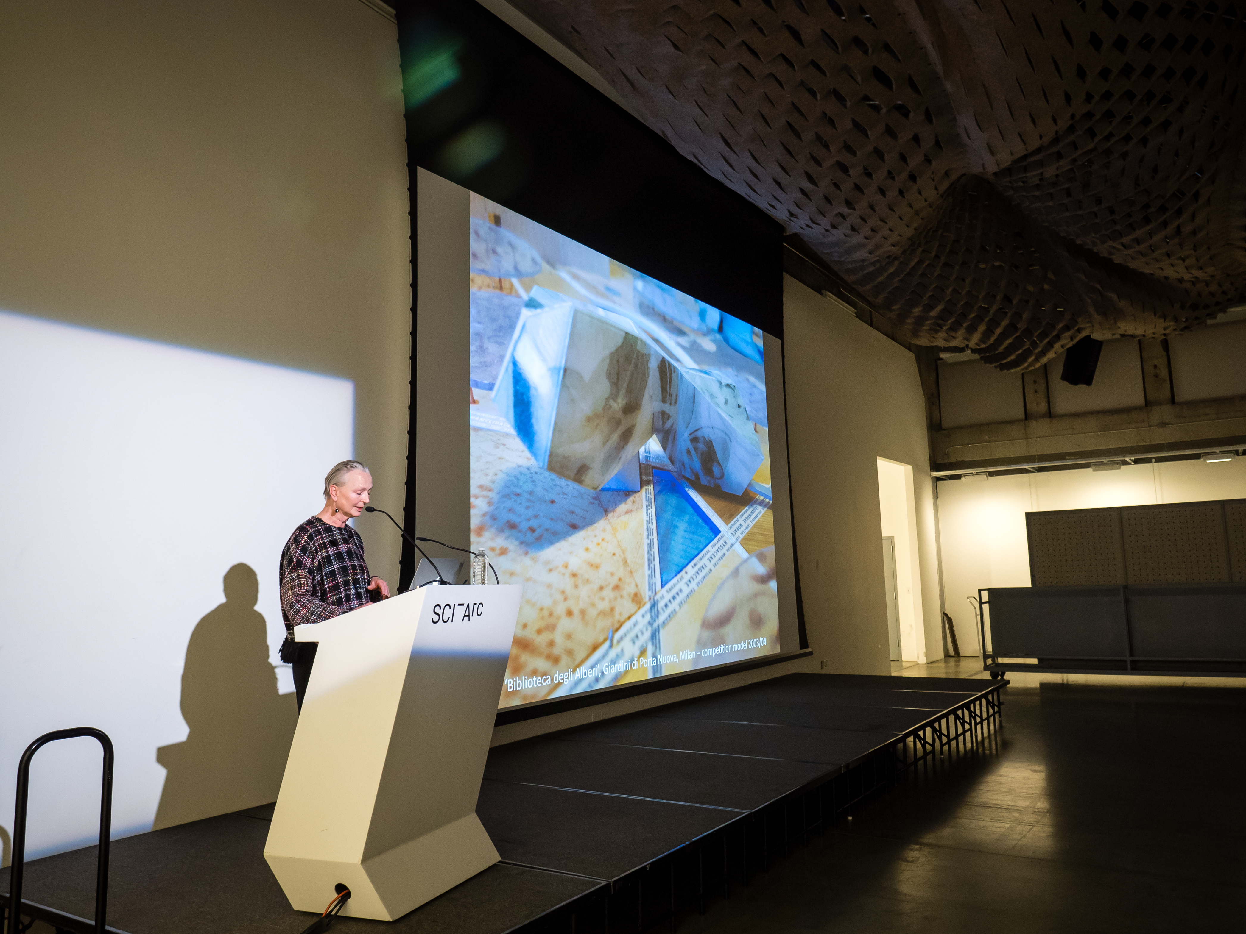 Petra Blaisse lecturing at podium