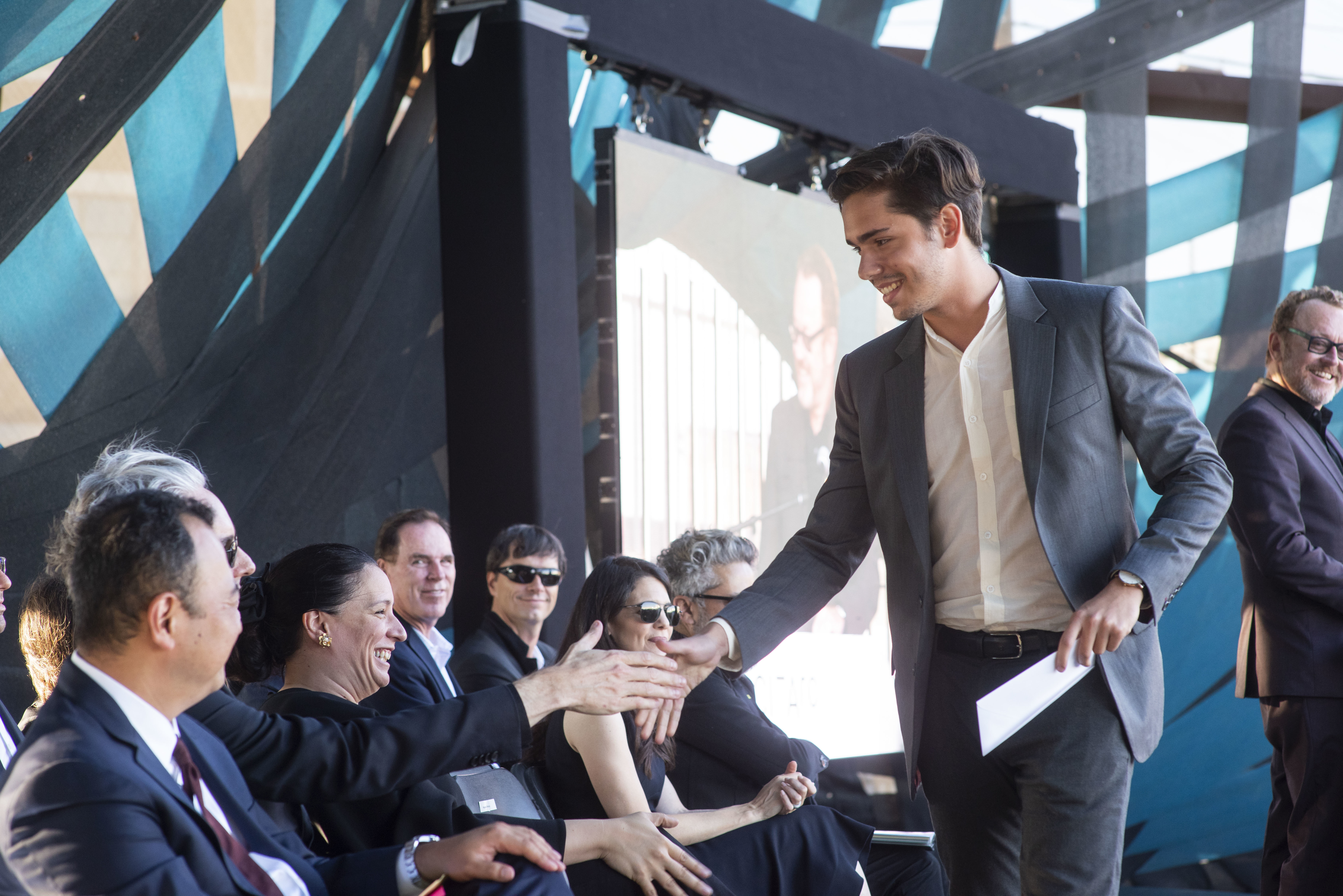 SCI-Arc graduation ceremony student shakes hands with faculty