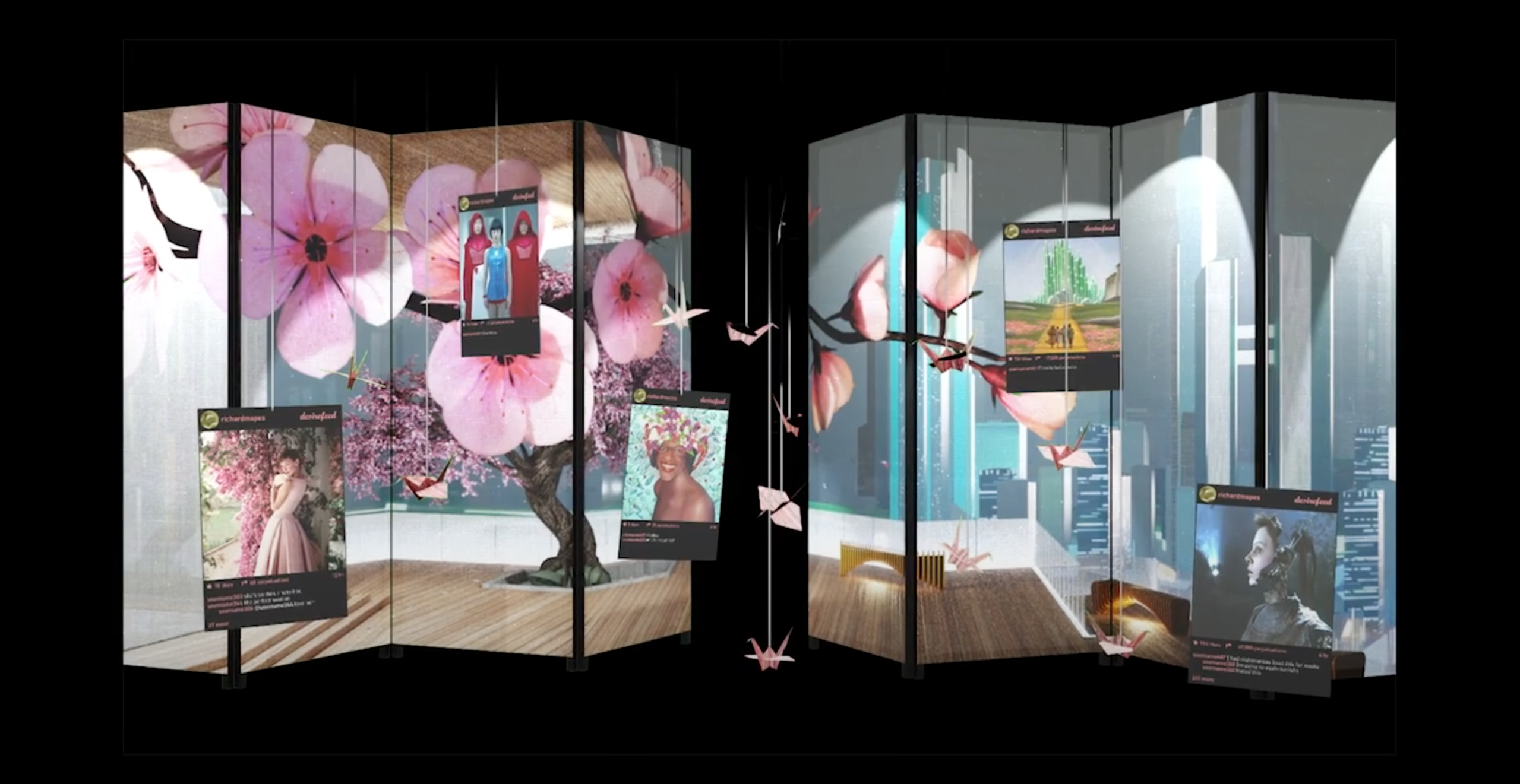 room divider cherry blossoms