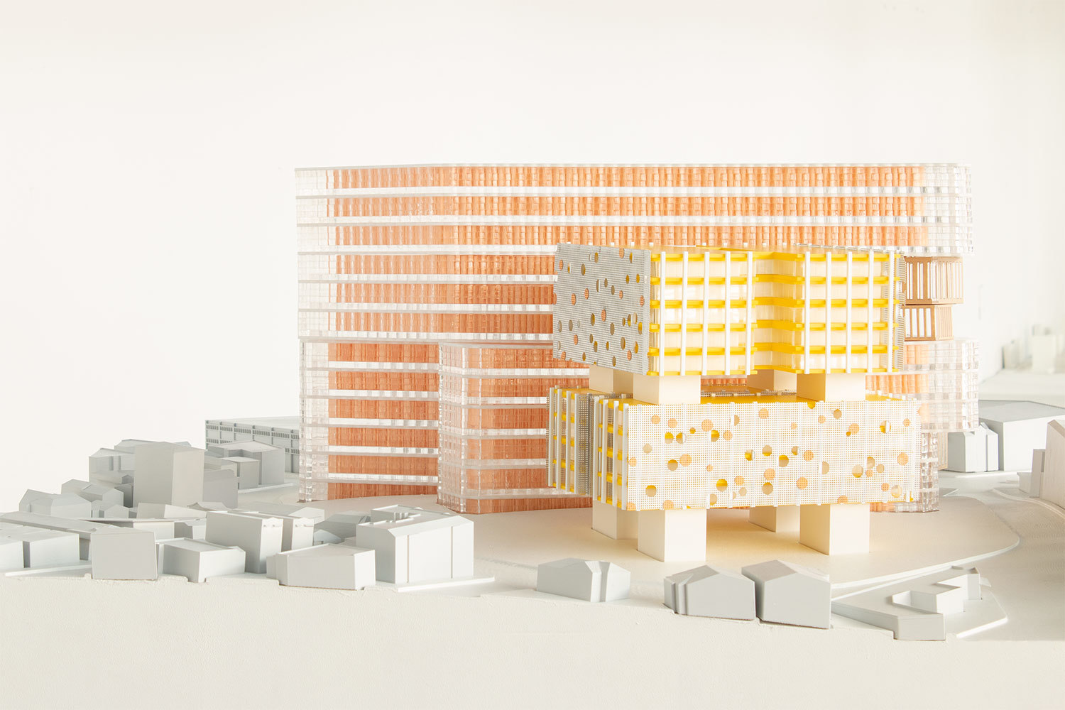 Cole Mason Thesis Project Stacked Modular Block Buildings Yellow and Orange Architecture