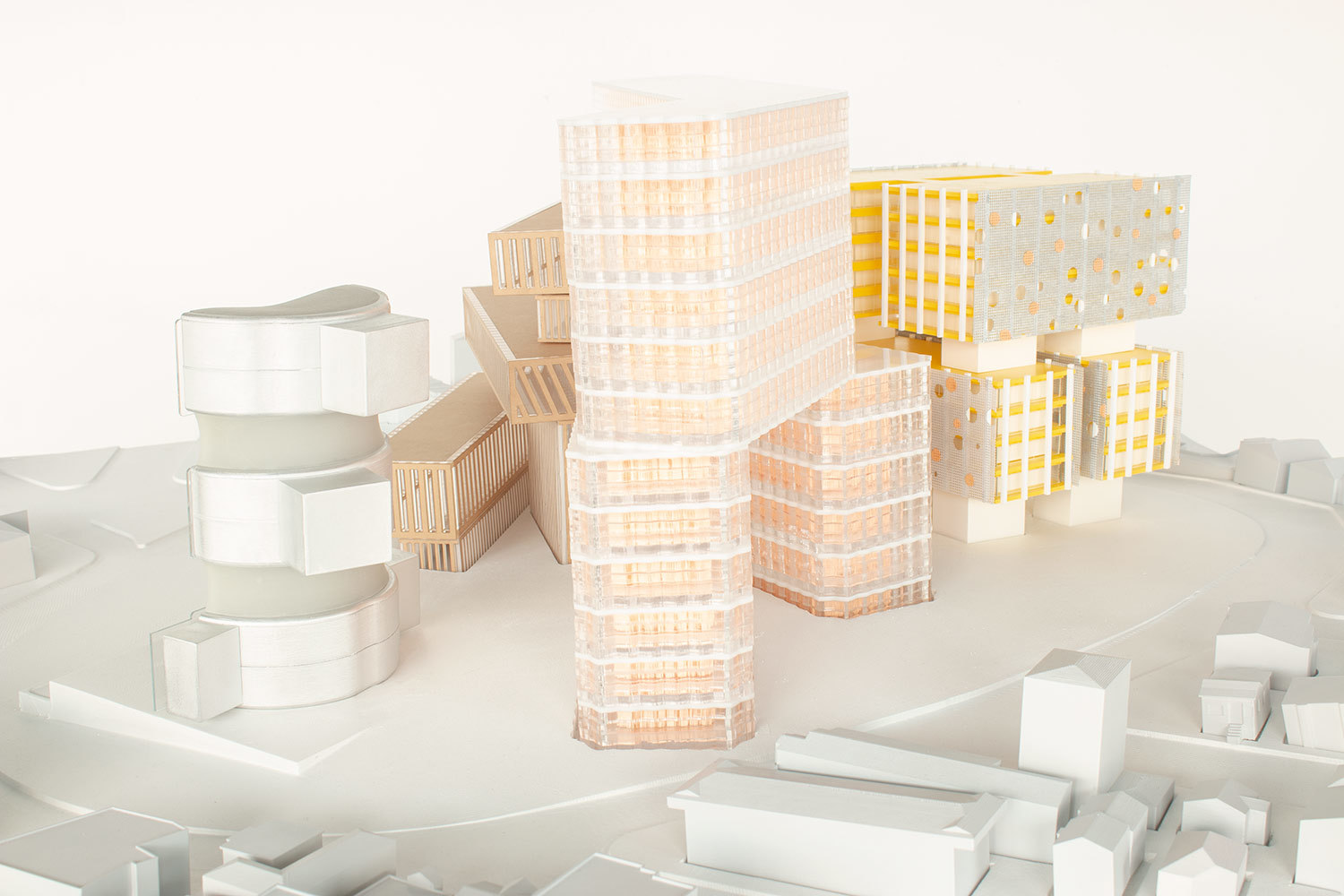 Cole Mason Thesis Project Stacked Modular Block Buildings Yellow and Orange Architecture