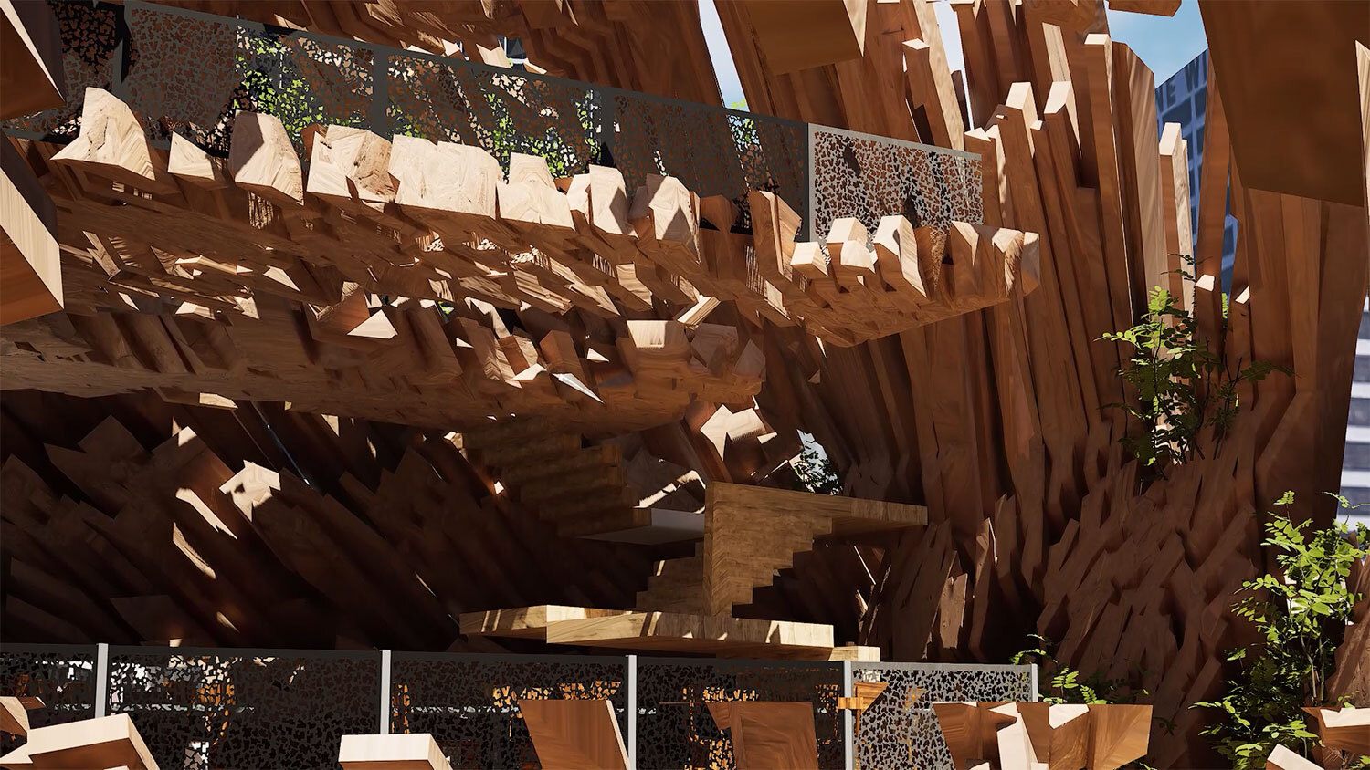 exterior of a wood building