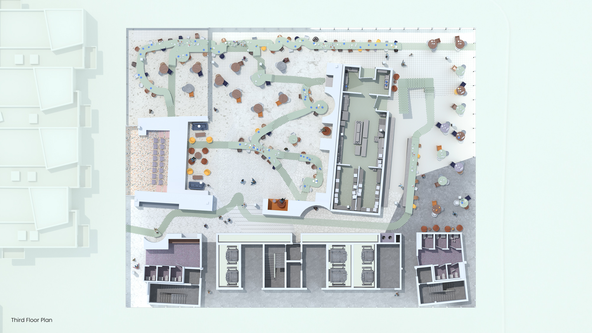 architecture render aerial view section