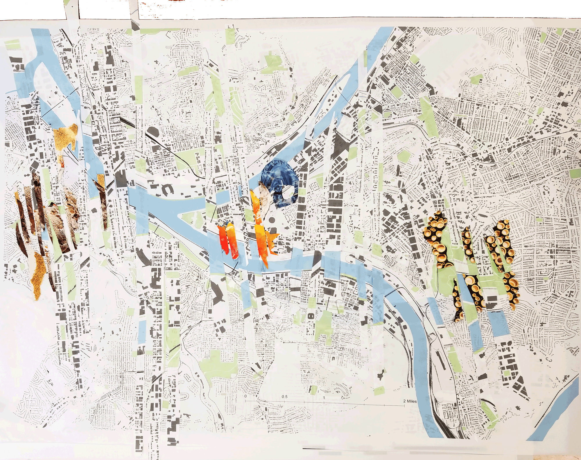 paper urban plan collage Pittsburgh by student