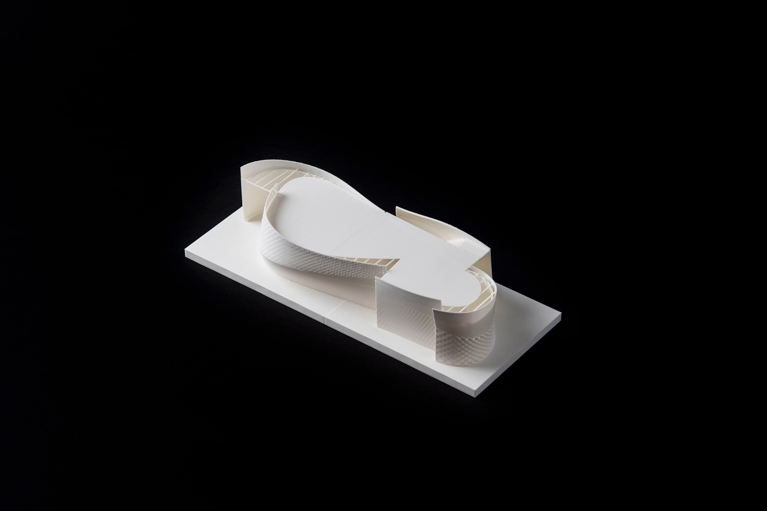 white architecture model black background