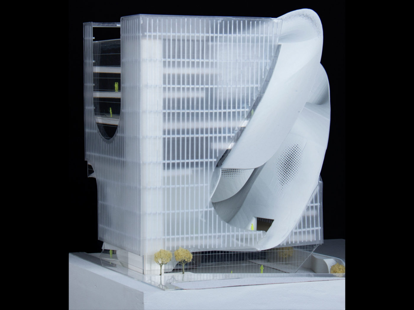 transparent white and reflective model by architecture student