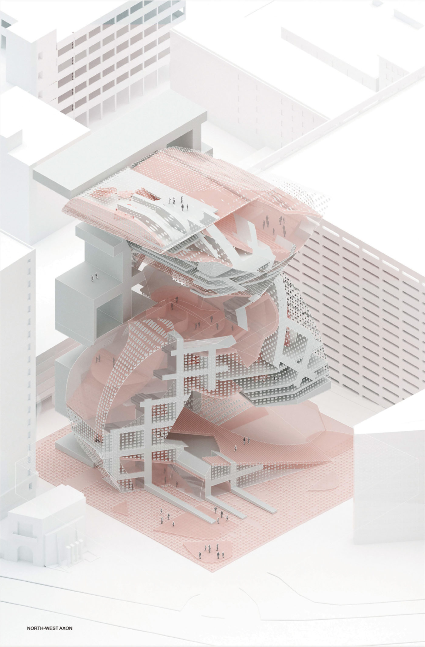 light pink architecture library render