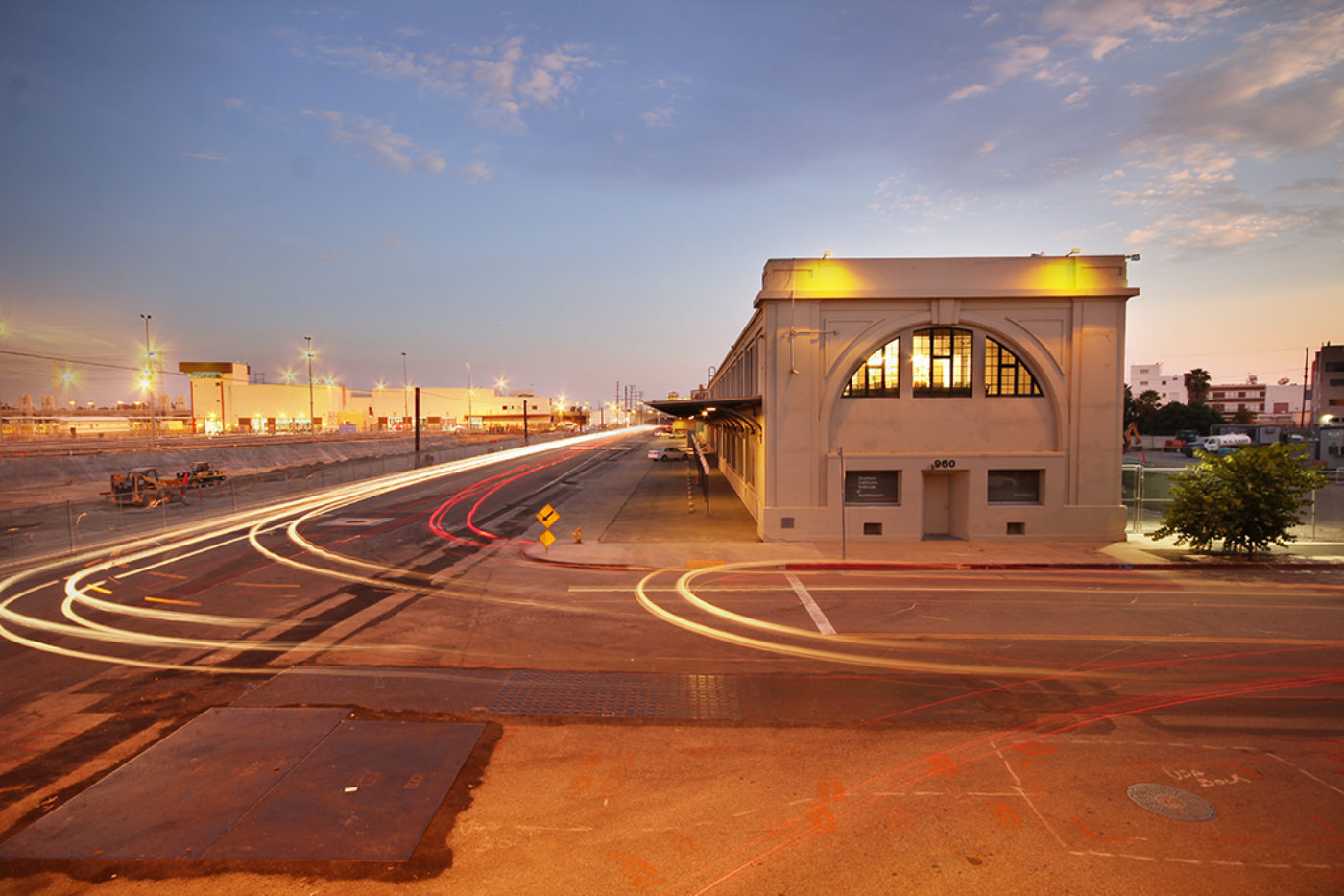 Sciarc building exterior twilight