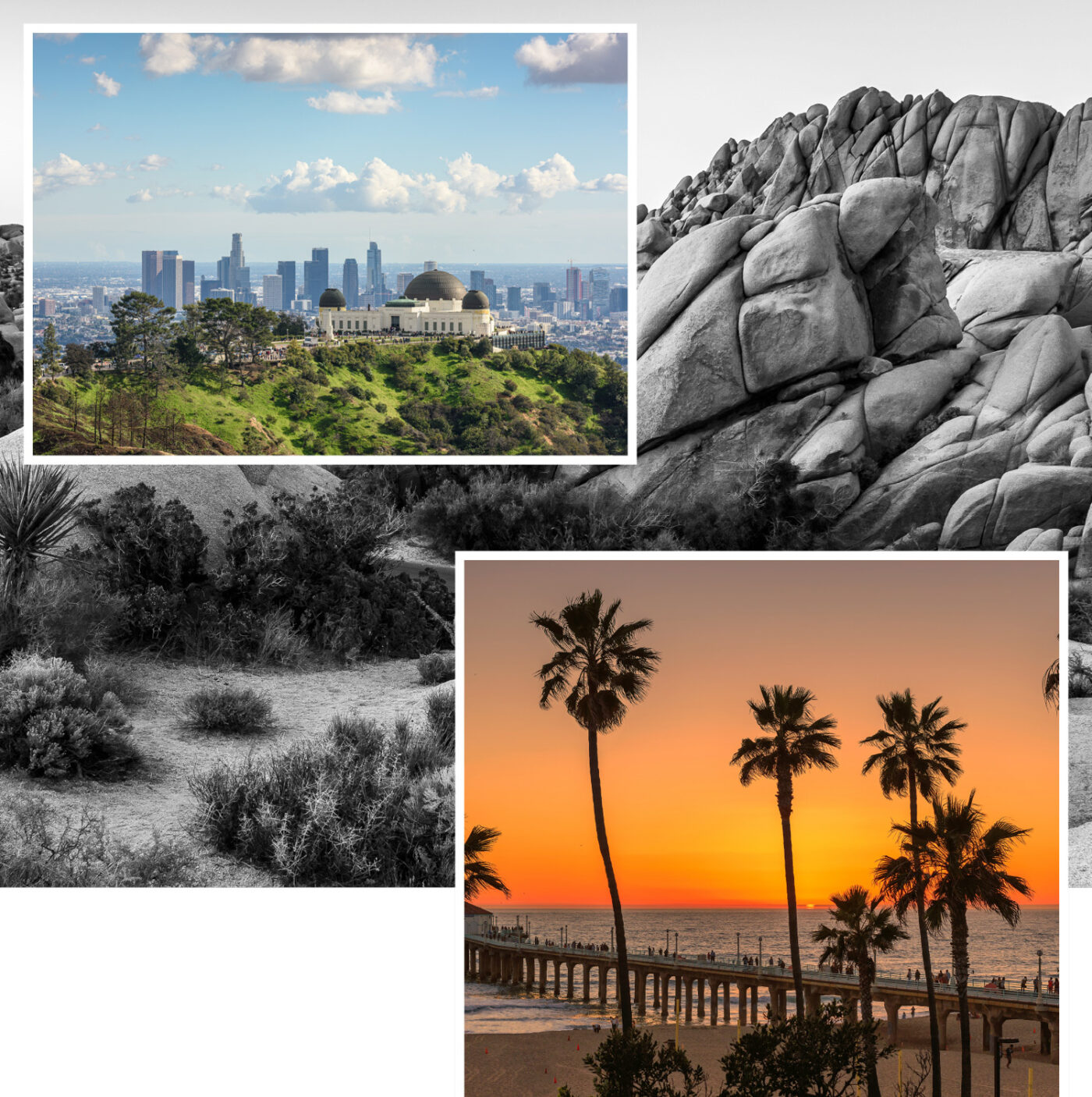 collage of Los Angeles outdoor landmarks