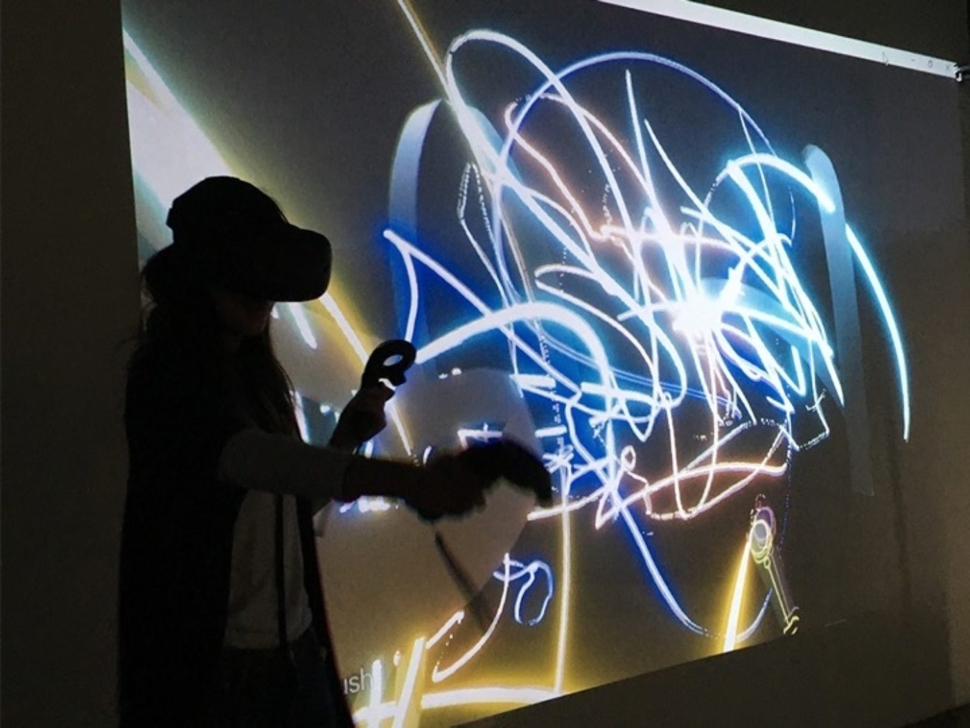 long exposure of student experimenting in VR