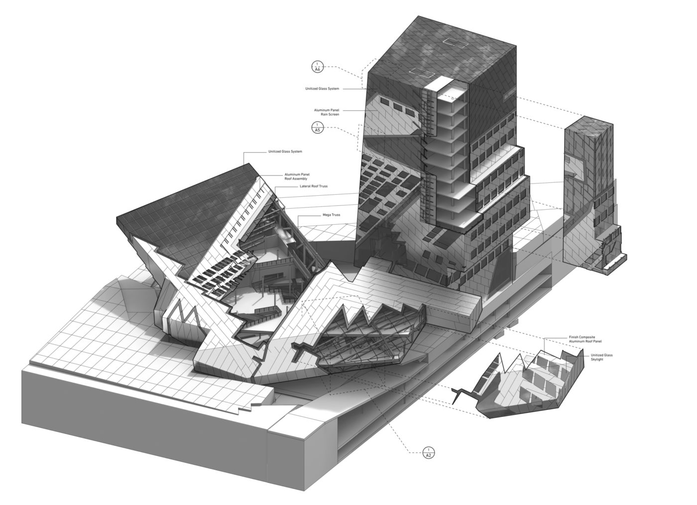 oblique chunk drawing with material specified