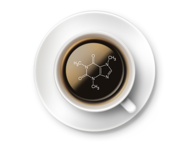 chemical illustration black coffee whtie cup