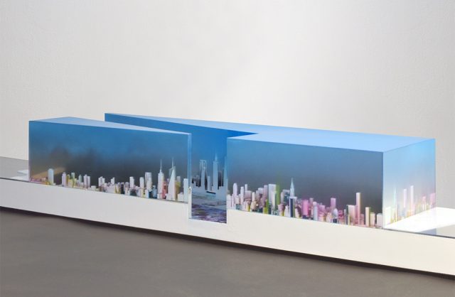 tall building skyline diorama architectural model