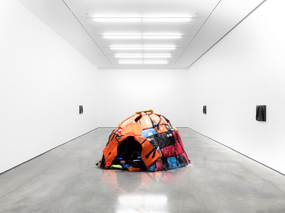 a igloos made of life vests exhibited in maritime museum