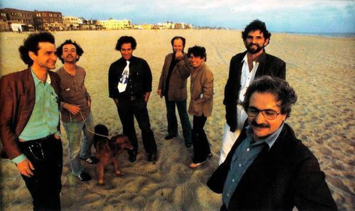 Frederick Fisher, Robert Mangurian, Eric Owen Moss, Coy Howard, Craig Hodgetts, Thom Mayne, and Frank Gehry at Venice Beach, 1980 sci-arc archtitects history
