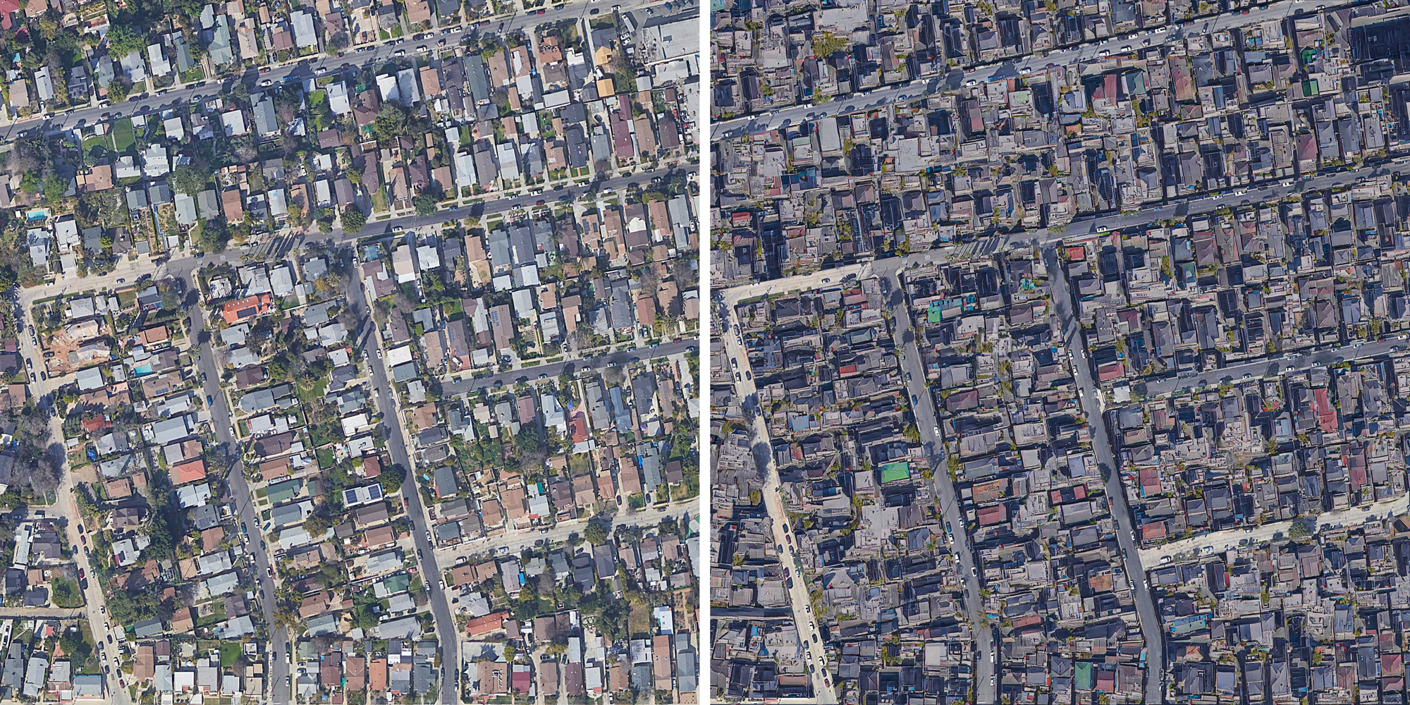 aerial view Highland Park houses