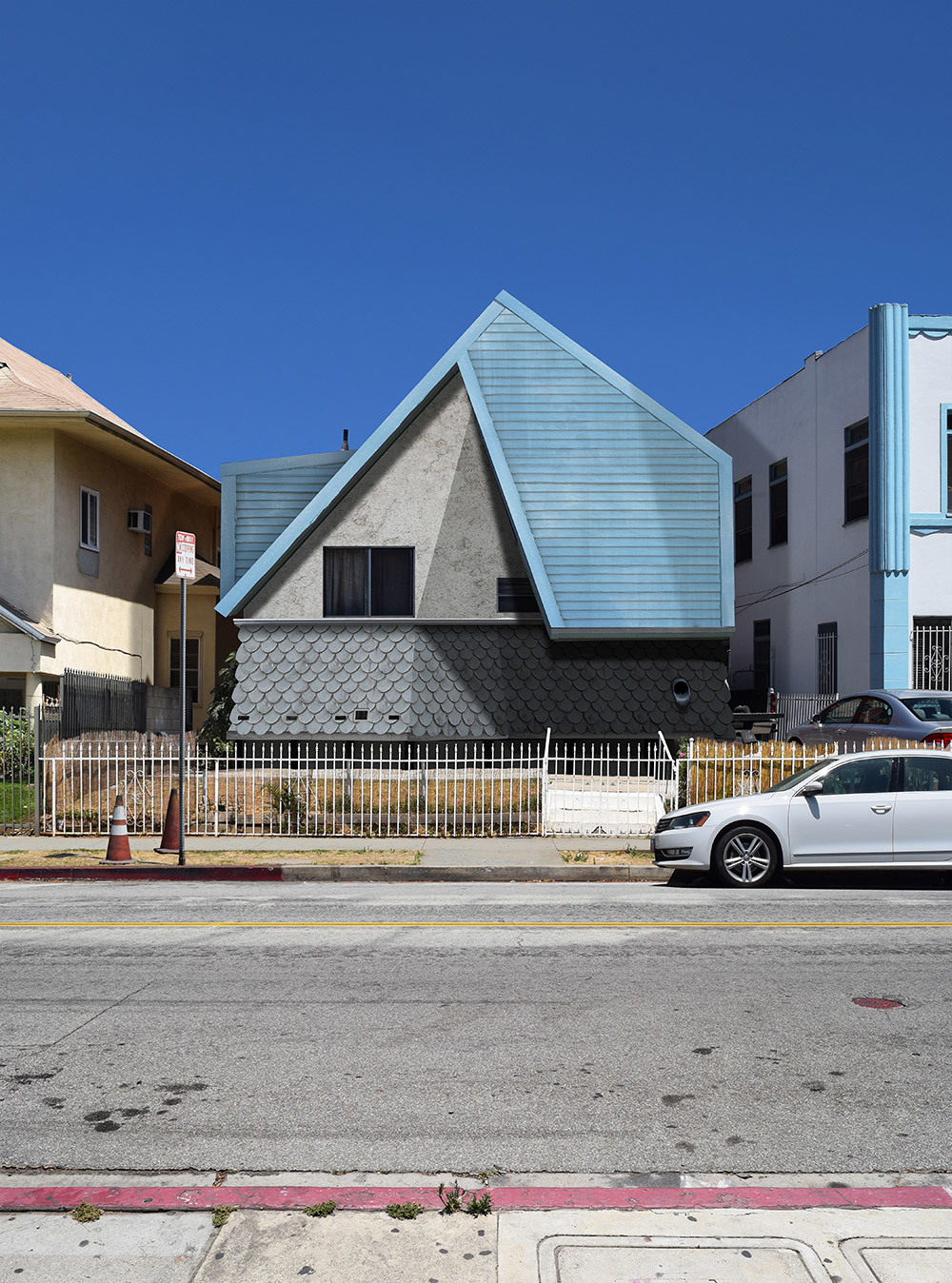 designed facade of house sits in context