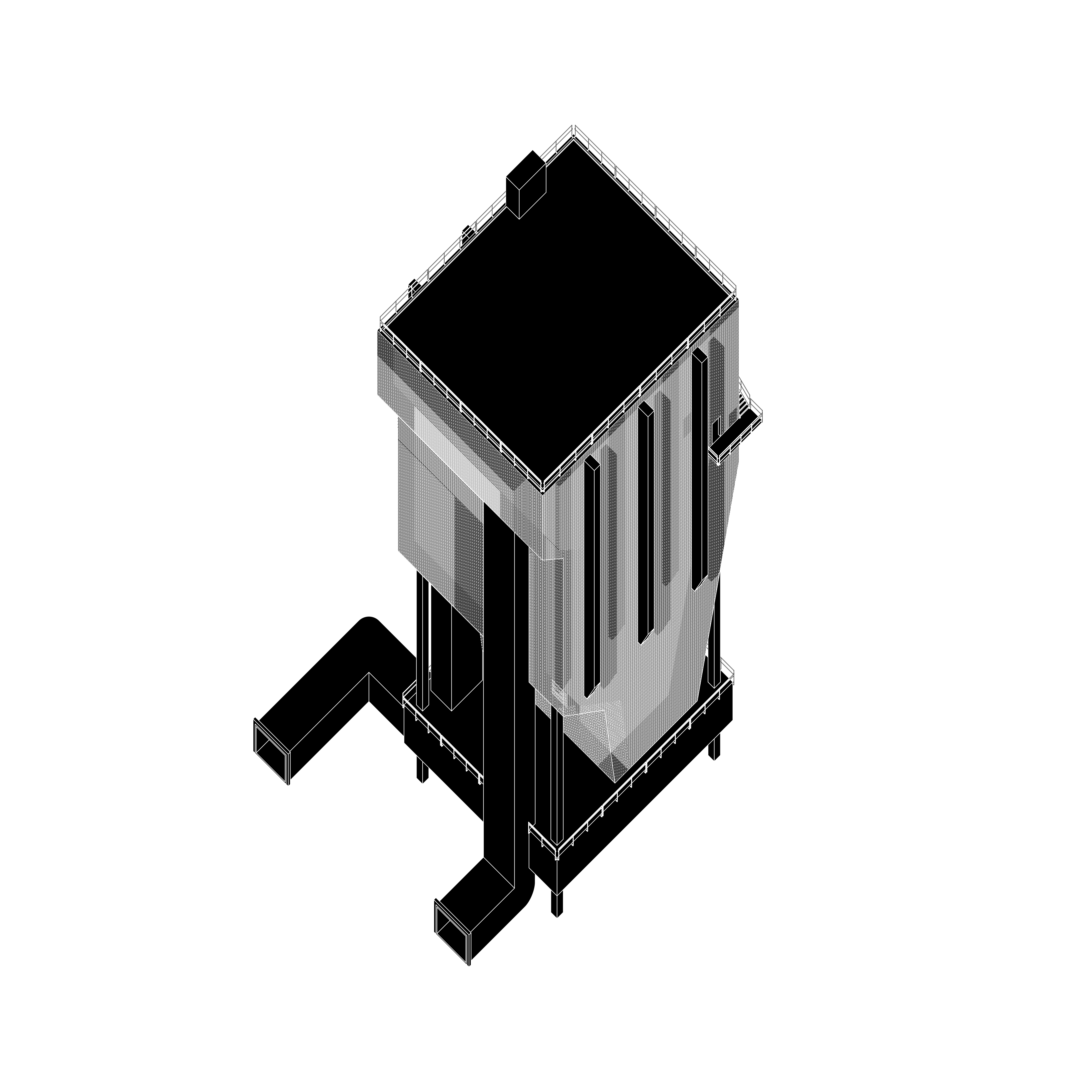 axonometric patterned building fragment