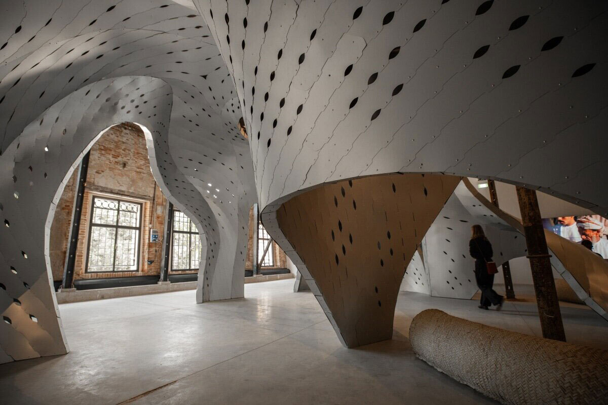 white pavillion with holes