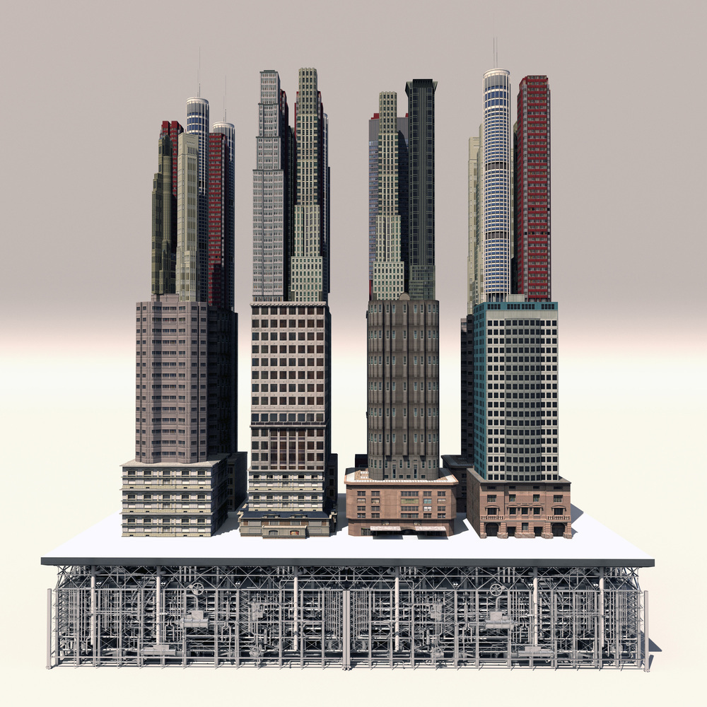 towers on towers on blocks over infrastructure