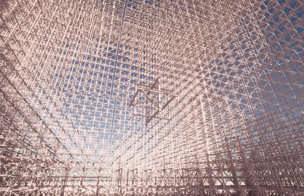 digital render scaffolding cubes