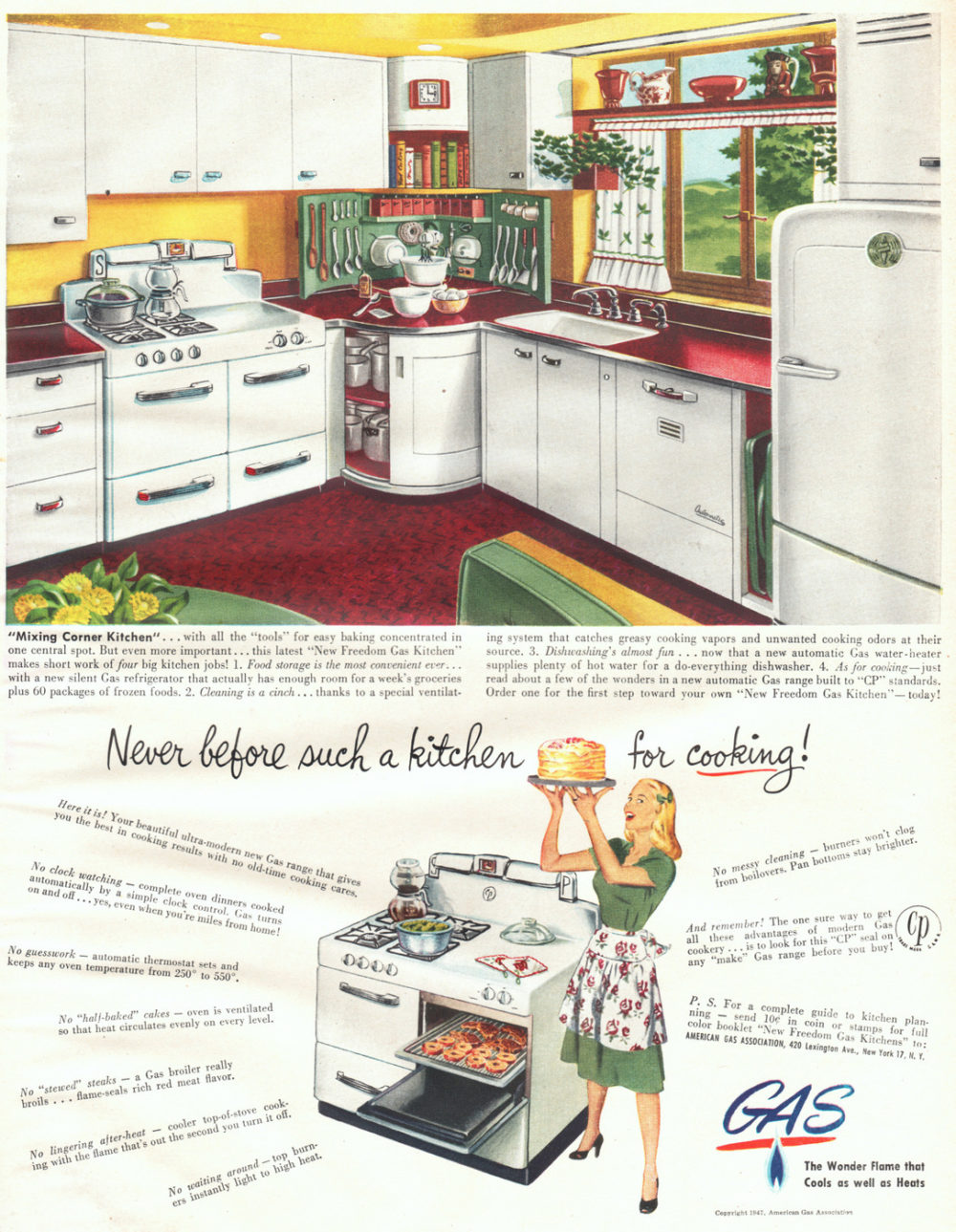 Image of AD: KITCHEN APPLIANCES American advertisement for Kelvinator kitchen  appliances, 1947.