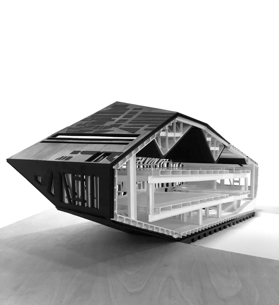 Black and white architectural model