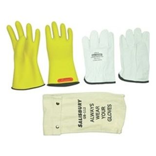 Honeywell Safety GK014Y/10 Lineman Glove Kit With Leather Protectors Bag &amp; Yellow Class 0 14&quo