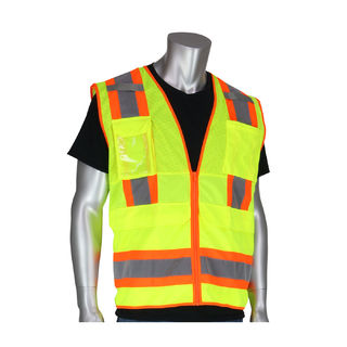 PIP - Protective Industrial Products 302-0700 Class 2 Tech Vest, 8 Pockets, ID, Mic Tabs, Two Tone T
