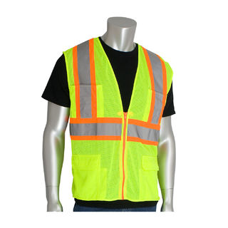 PIP - Protective Industrial Products 302-MAPM Class 2 Mesh Vest, 12 Pockets, Zipper Closure, Two Ton