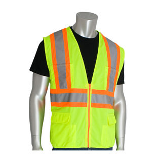 PIP - Protective Industrial Products 302-MAP Class 2 Solid Vest, 12 Pockets, Zipper Closure, Two Ton