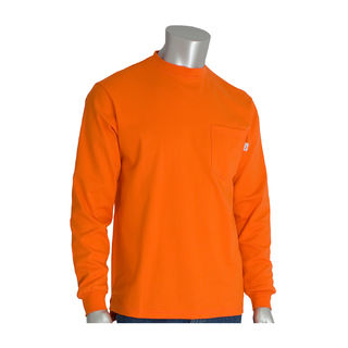 PIP - Protective Industrial Products 385-FRLS AR/FR Long Sleeve T-shirt, 13 Cal 6.5 oz Interlock Cot
