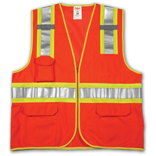Tingley V73859 Type R Class 2 Surveyor Style Vest - Fluorescent Orange-Red - Polyester Solid Front,