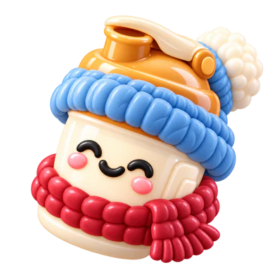 A cozy winter protein shake character